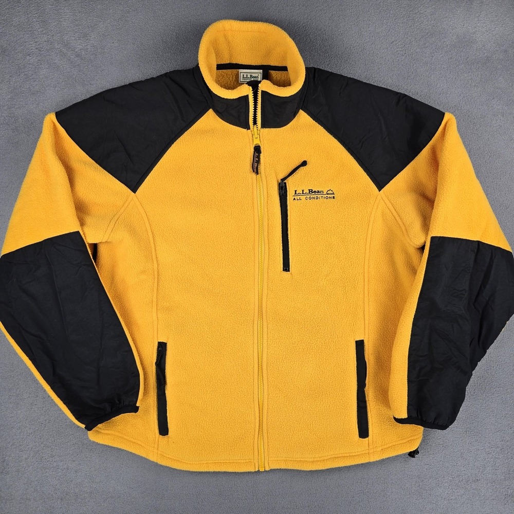 Vintage LL Bean Jacket Women Large Yellow All Conditions Fleece USA 90s Gorpcore